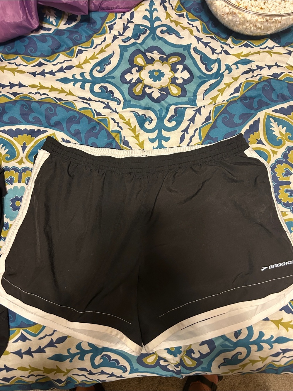 Brooks Black Athletic Shorts with White Trim